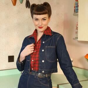 Freddies of Pinewood Cropped denim Rodeo Jacket size XL